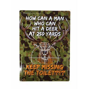 Metal Sign - Deer 250 Yard Men Missing the Toilet